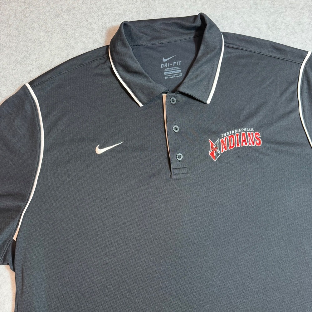 Nike Indianapolis Indians Polo Mens XXL Black DriFIT Baseball MiLB Logo NWT